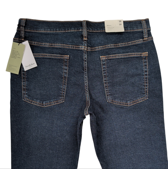 NWT Goodfellow & Co. Skinny Total Flex Denim Jeans W36 x L30 Dk Indigo Wash Blue - Picture 11 of 15